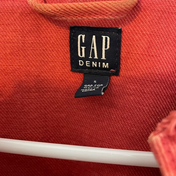 GAP Fringe Boho Denim Jacket with wide bell flared sleeves in Red Crimson S - Picture 9 of 13